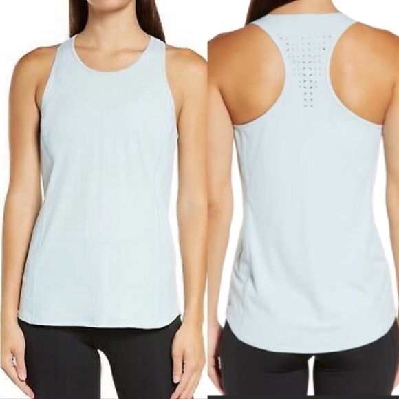 𝅺NEW Zella “Nova” Exercise Perforated Cutout Racer Back Size L Workout Tank Top - Picture 1 of 15